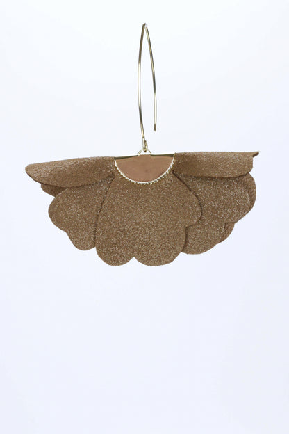 Cercei floare mica - Maro cu sclipici