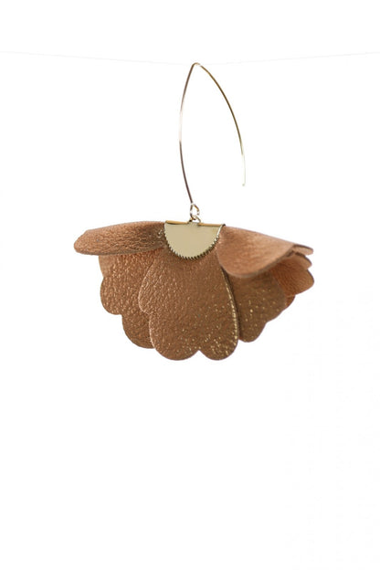 Cercei Floare mica - Maro Auriu