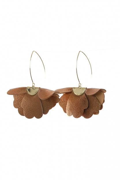 Cercei Floare mica - Maro Auriu