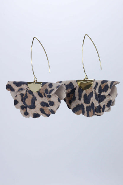 Cercei floare mica - Animal print maro