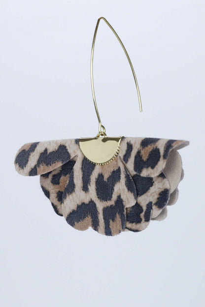 Cercei floare mica - Animal print maro