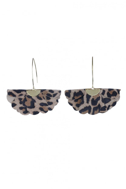 Cercei floare mica - Animal print maro