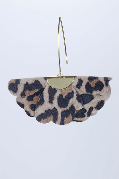 Cercei floare mica - Animal print maro