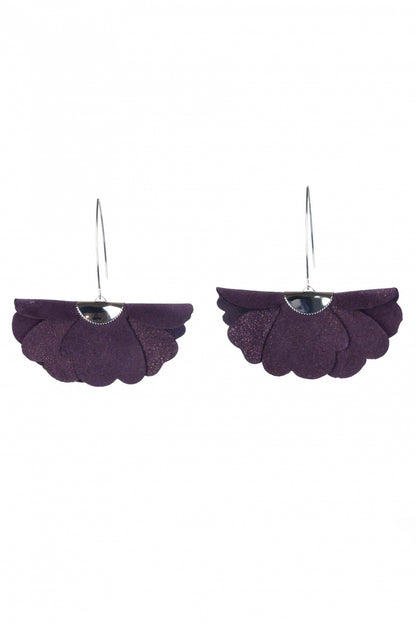 Cercei floare mica - Pruna cu sclipici