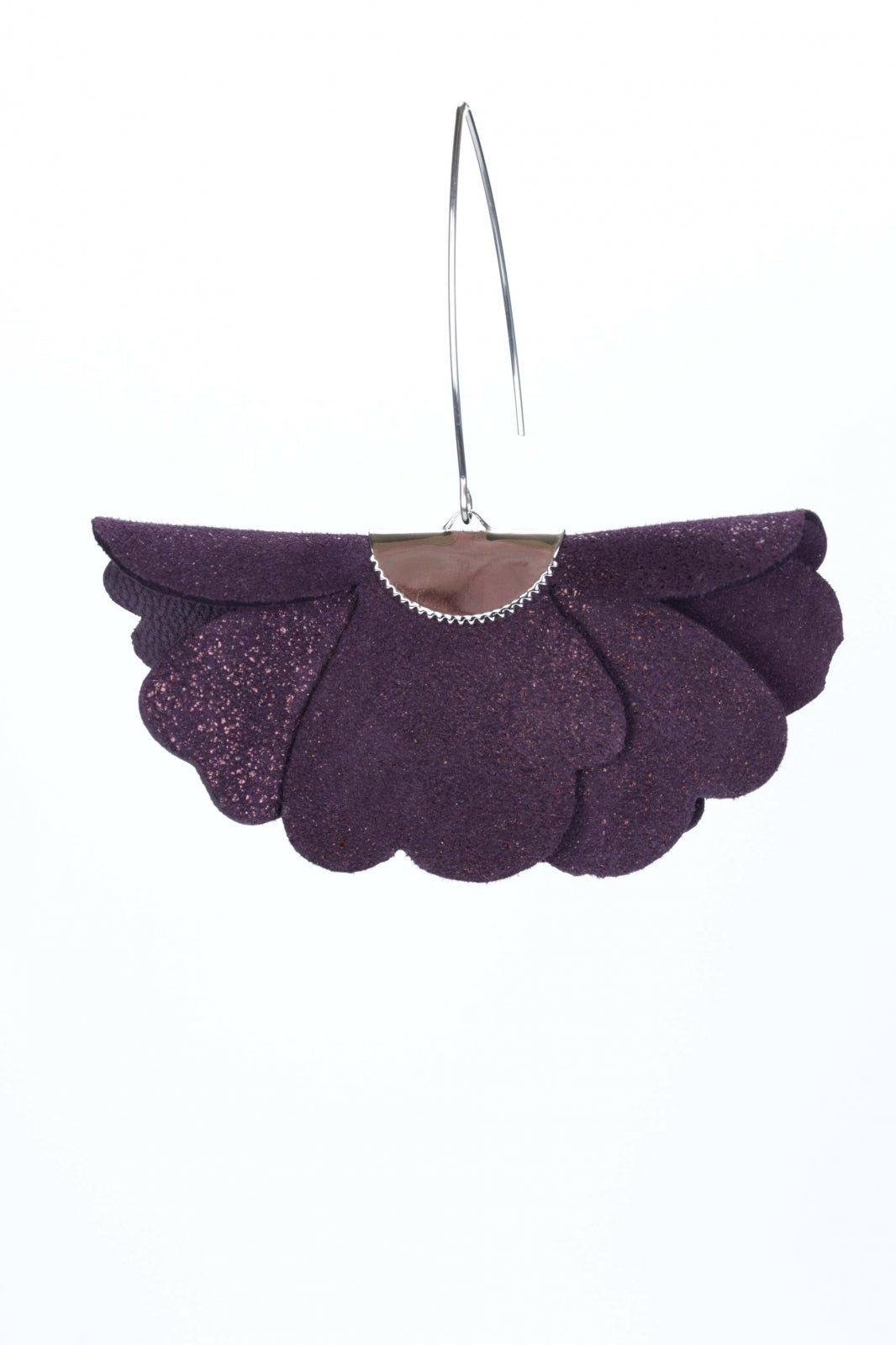 Small flower earrings - Plum with glitter
