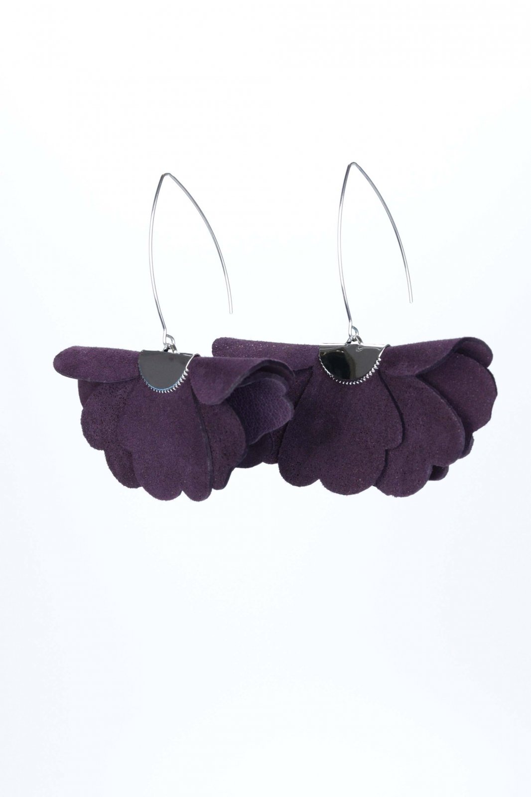 Small flower earrings - Plum with glitter