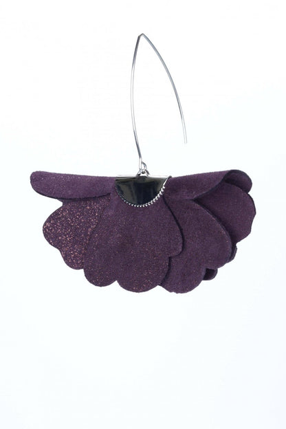 Cercei floare mica - Pruna cu sclipici