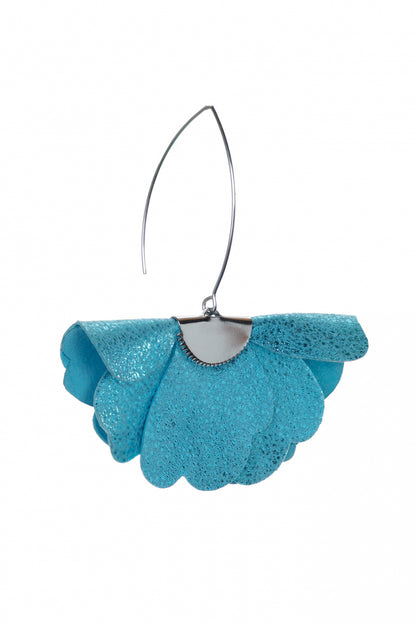 Cercei floare mica - Turcoaz metalic strălucitor