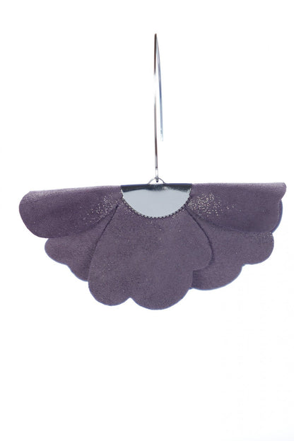 Cercei floare mica - Liliac cu sclipici