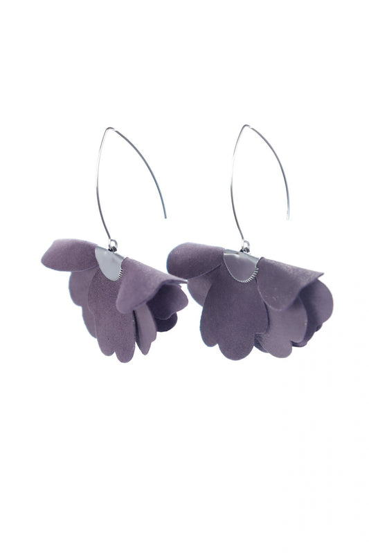 Small flower earrings - Lilac with glitter