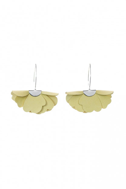 Cercei floare mica - Galben pal cu sclipici