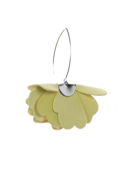 Cercei floare mica - Galben pal cu sclipici