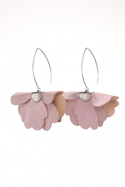 Cercei floare mica - Roz sidefat