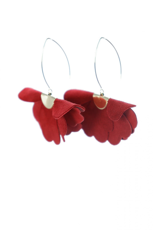 Small flower earrings - Autumn red