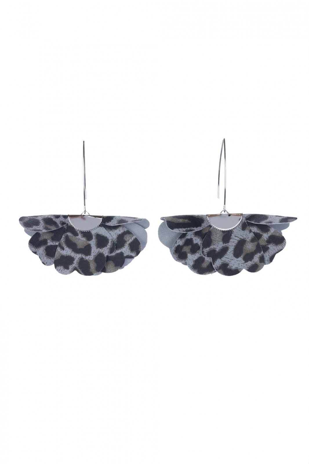Cercei floare mica - Animal print gri