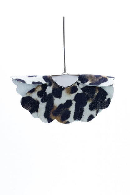 Cercei floare mica - Animal print alb