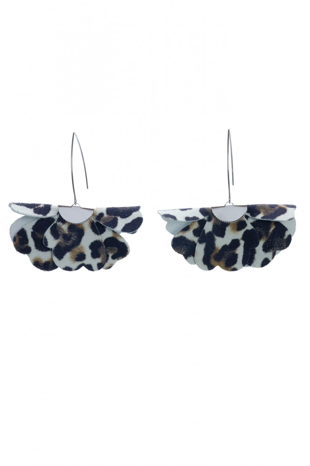 Cercei floare mica - Animal print alb
