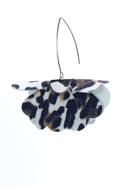 Cercei floare mica - Animal print alb