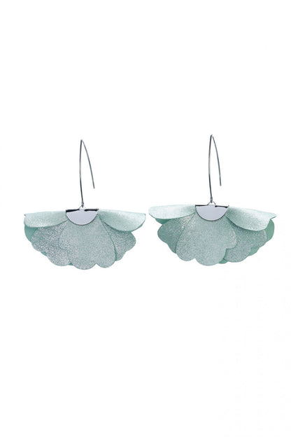 Cercei floare mica - Verde ou de rata cu sidef