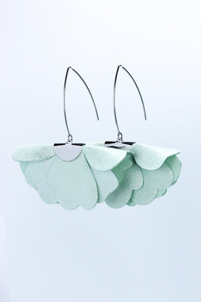 Cercei floare mica - Verde ou de rata cu sidef