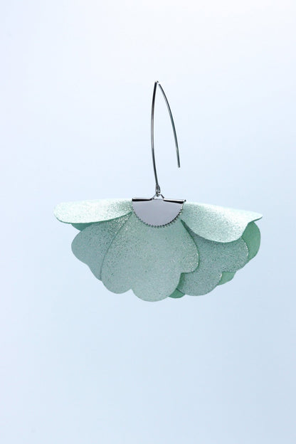 Cercei floare mica - Verde ou de rata cu sidef