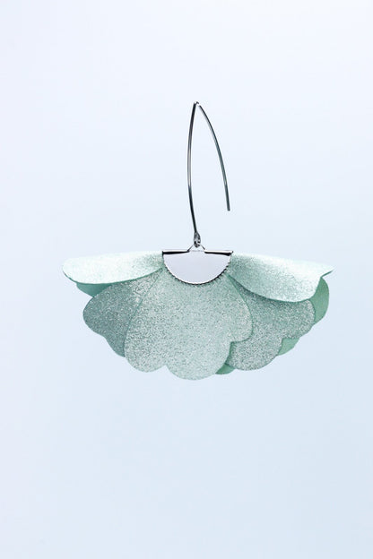 Cercei floare mica - Verde ou de rata cu sidef