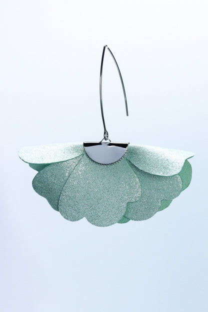 Cercei floare mica - Verde ou de rata cu sidef