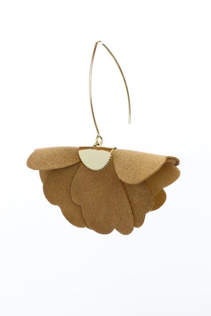 Cercei floare mica - Maro-auriu cu sclipici