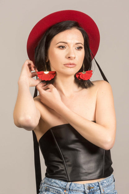 Cercei floare mica - Rosii