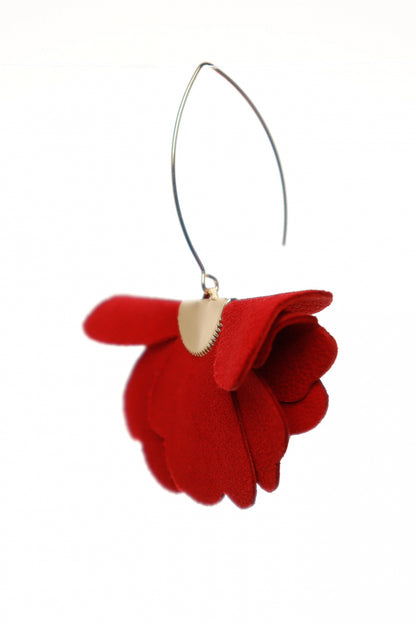 Cercei floare mica - Rosu