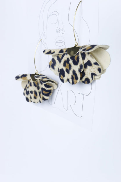 Cercei floare mica - Animal print leopard