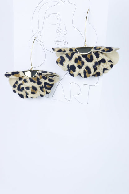 Cercei floare mica - Animal print leopard