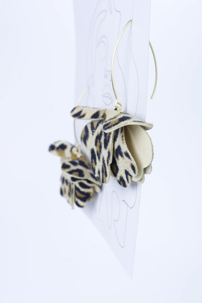 Cercei floare mica - Animal print leopard