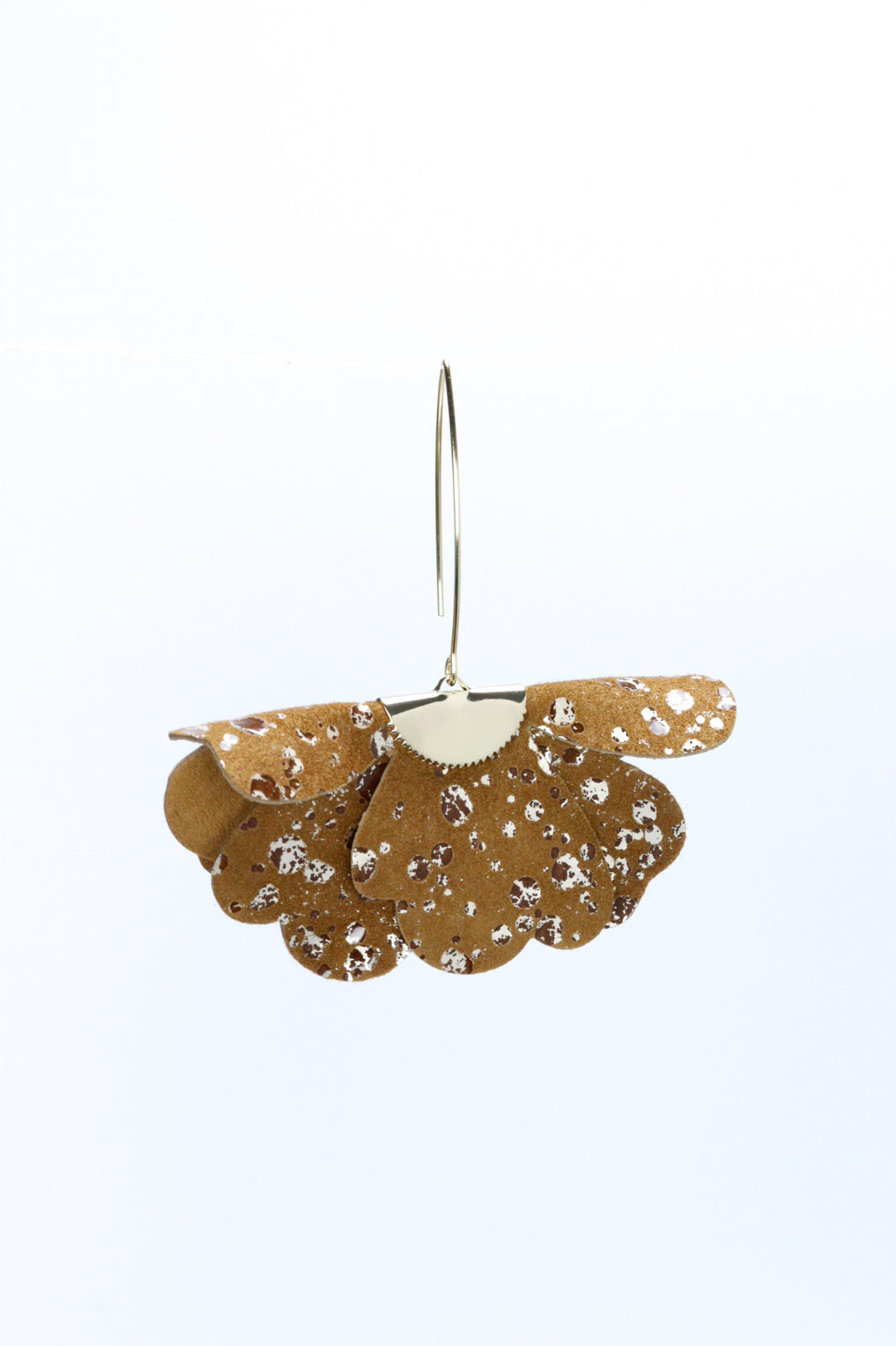 Small flower earrings - Brown with glitter splash