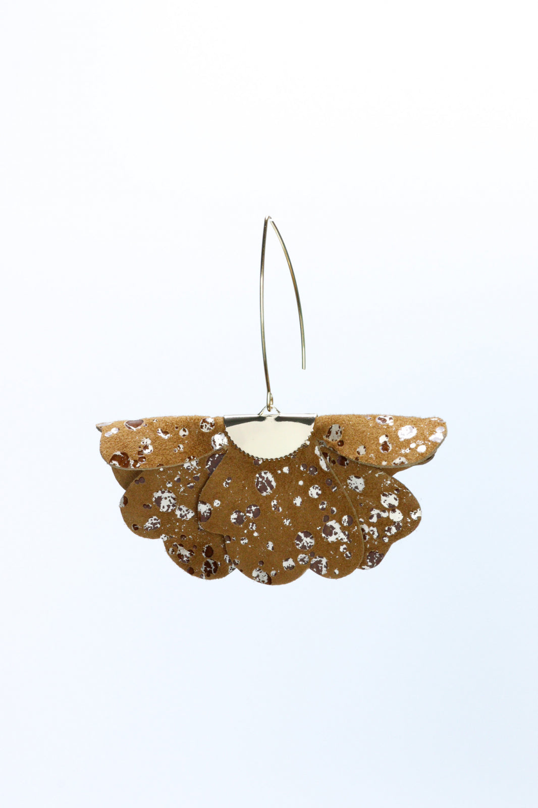 Small flower earrings - Brown with glitter splash