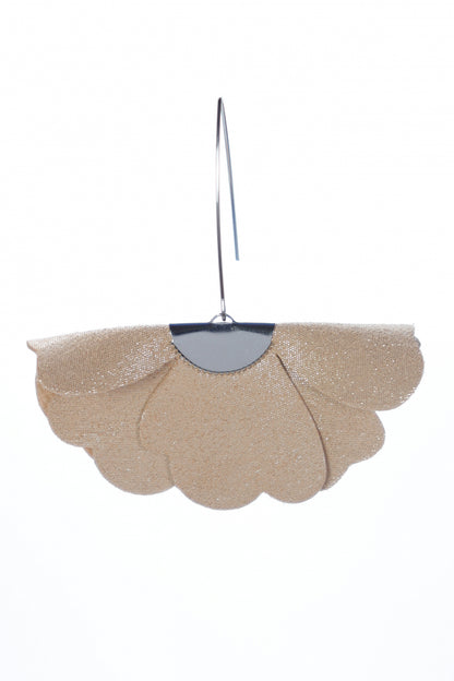 Cercei floare mica - Bej cu sclipici