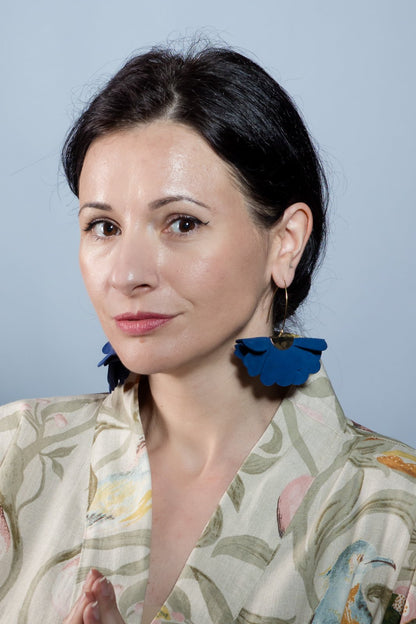 Cercei floare mica - Twilight blue