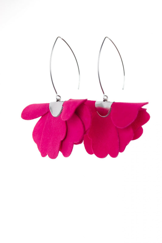 Cercei floare mica - Hot Pink