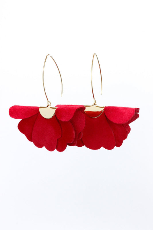 Small flower earrings - Raspberry red