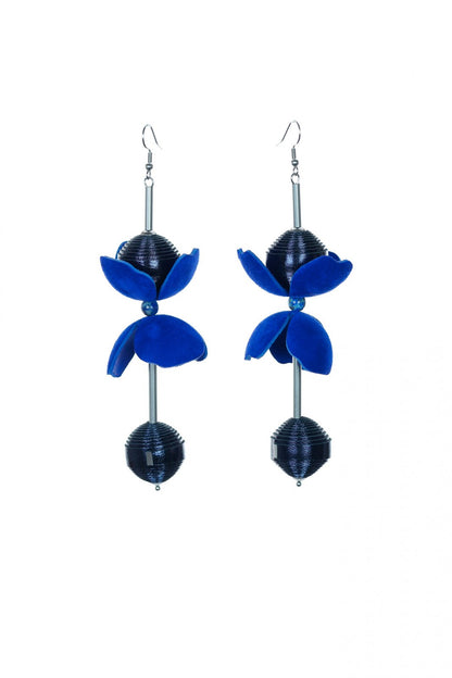 Cercei Florali - Albastru Electric