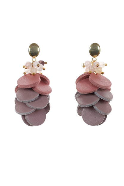 Cercei Cercuri in cascada - Roz pudrat + Taupe