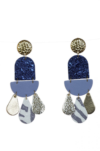 Cercei Geometric Mix - Albastru + Auriu