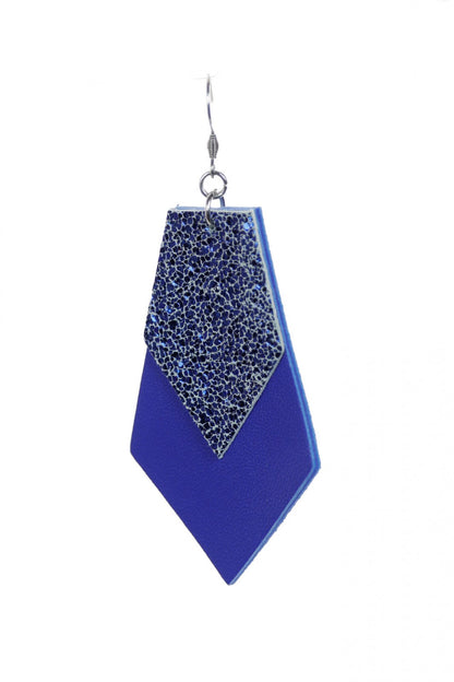 Cercei geometrici - Albastru + Albastru metalizat