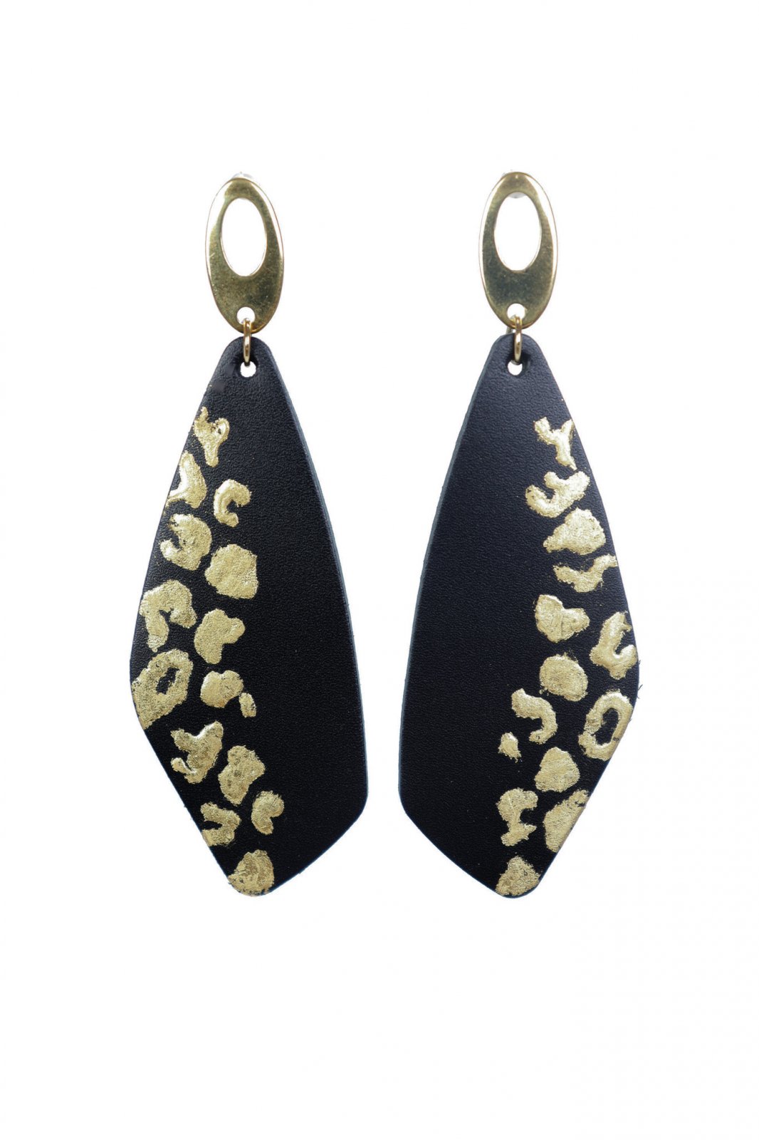 Geometric Earrings with Gold Leaf