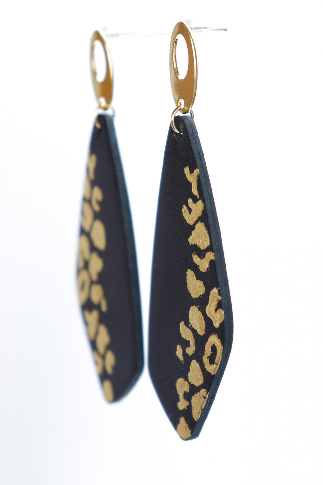 Geometric Earrings with Gold Leaf