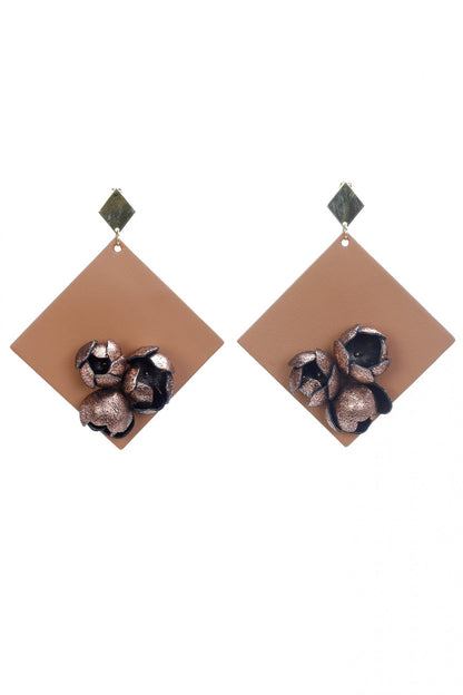 Cercei Geometrici cu model floral