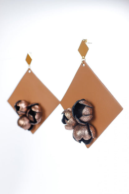 Cercei Geometrici cu model floral