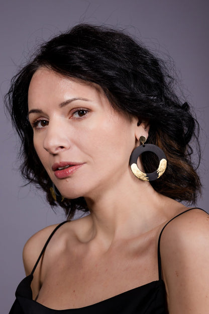 Cercei Geometrici cu foita de aur