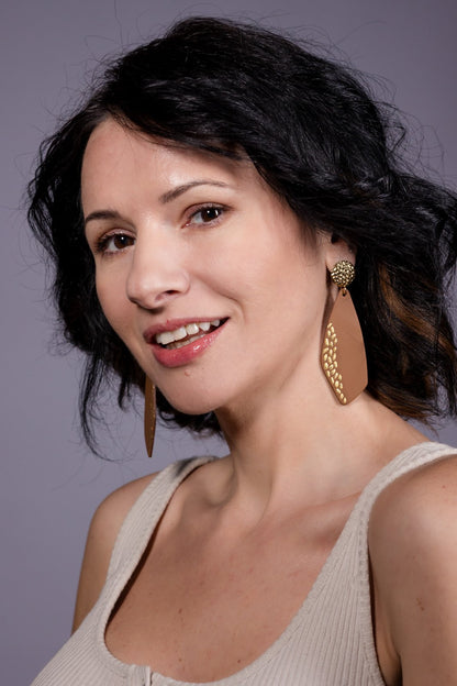 Cercei Geometrici cu foita de aur