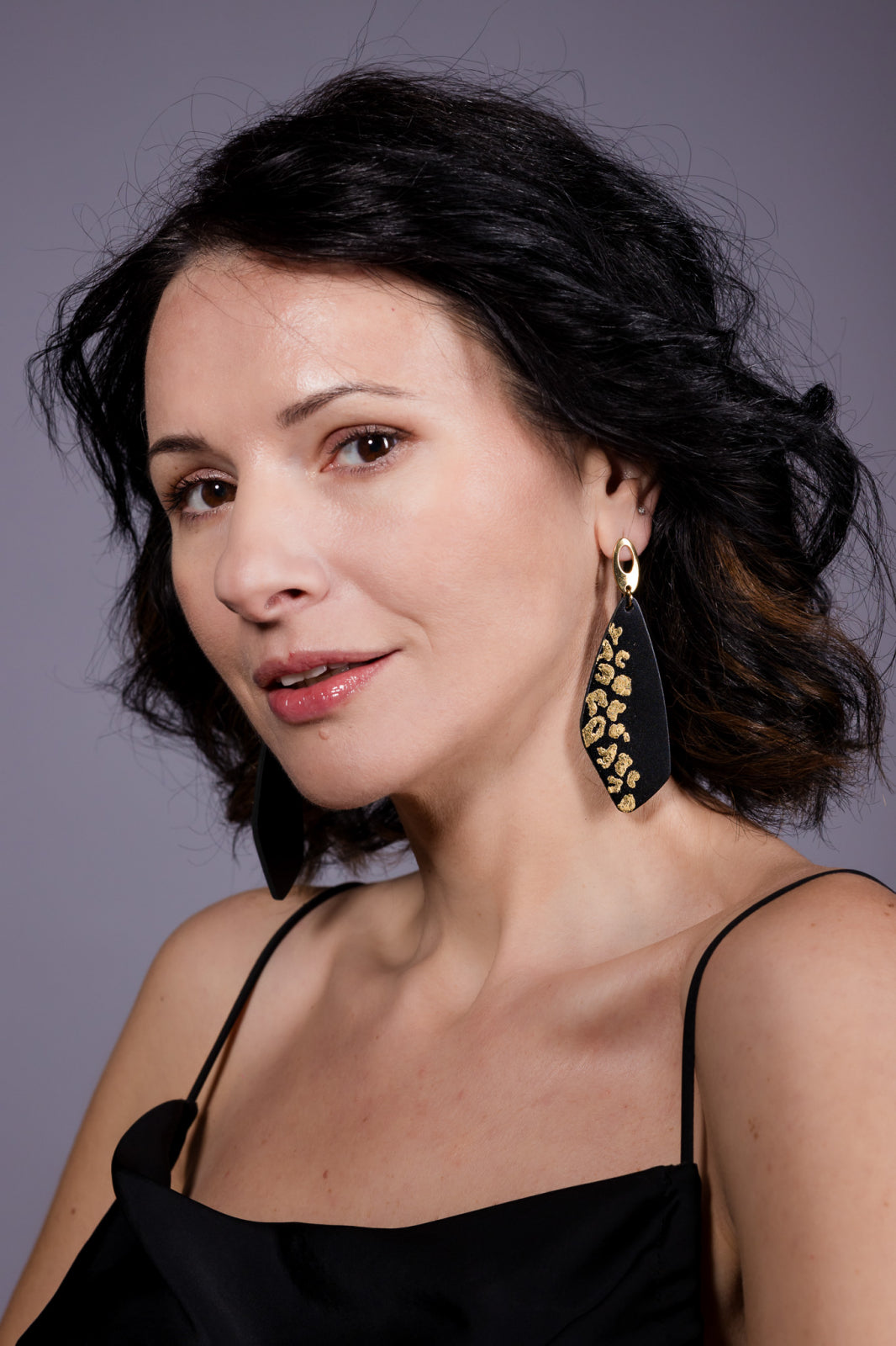 Geometric Earrings with Gold Leaf